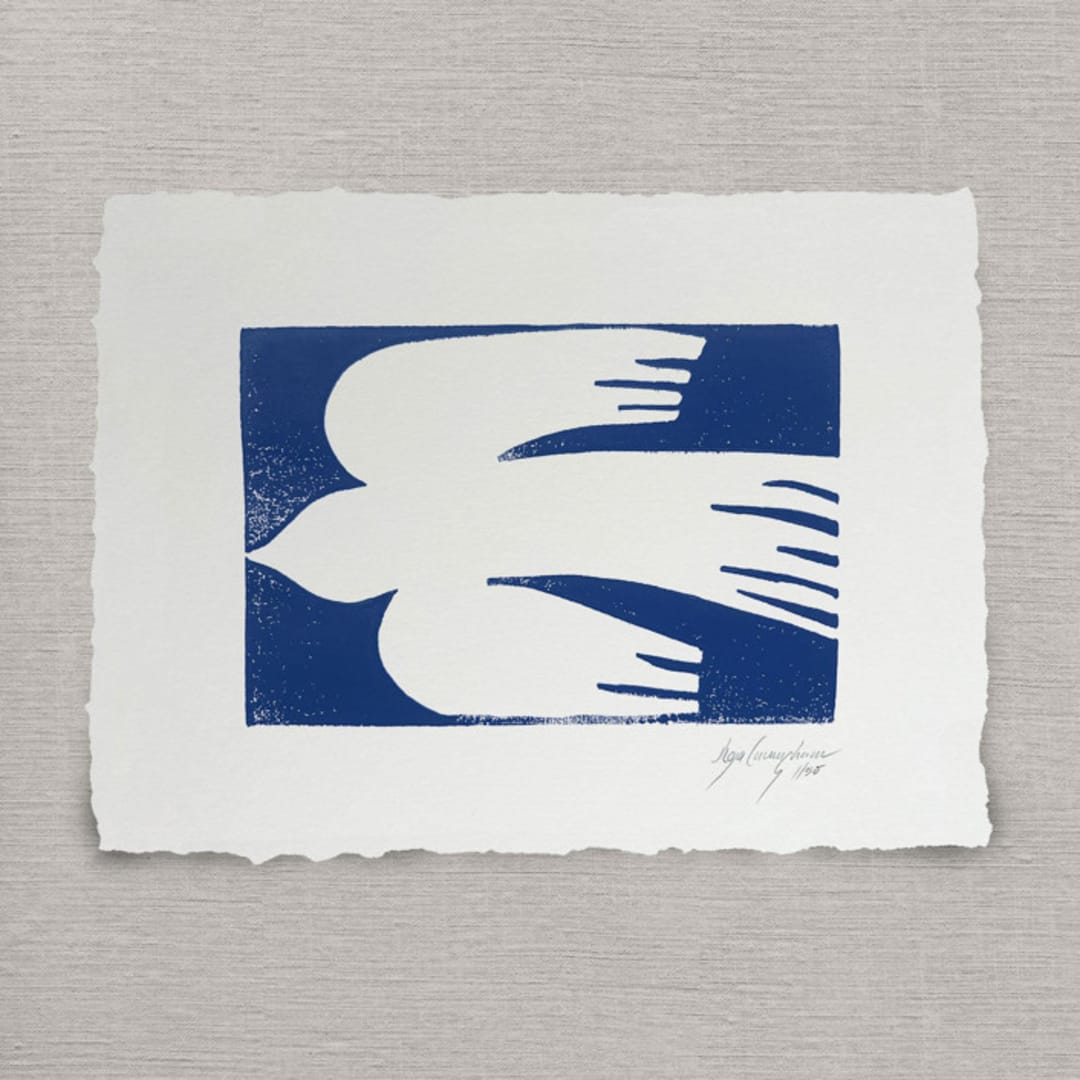 "la perla" - Original Mixed Media in blue by Maja Cunningham