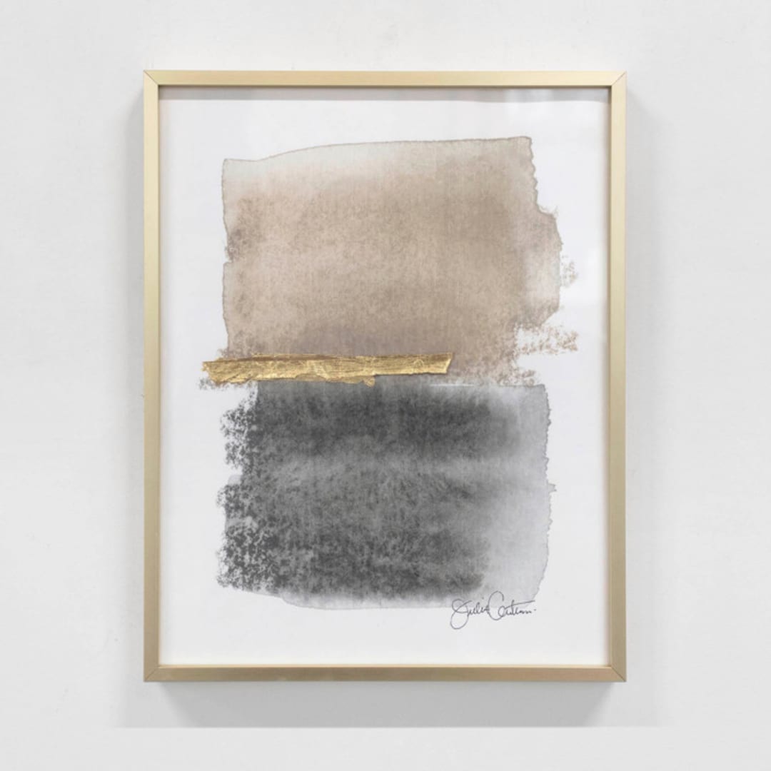 "Traces of Light No. 1 - Embellished Print" - Original Mixed Media in beige by Julia Contacessi