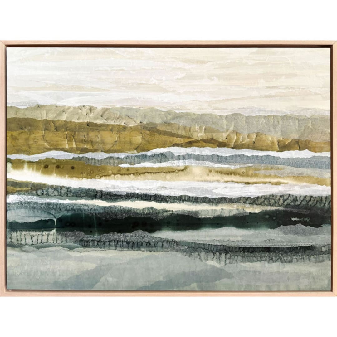 "Distant Glow Landscape" - Original Mixed Media in blue by Lara Eckerman