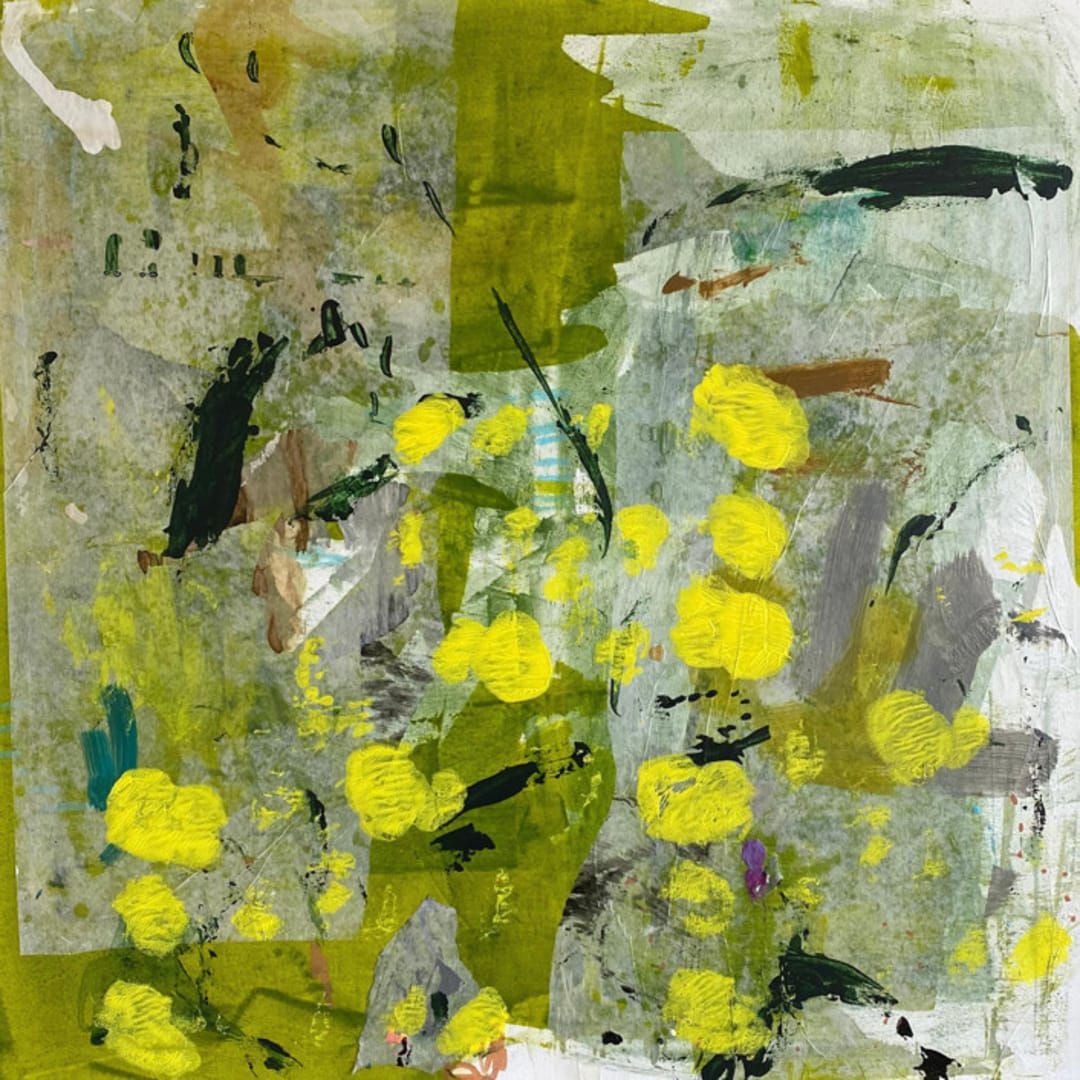 "Green Pollen" - Original Mixed Media in green by Jessalin Beutler