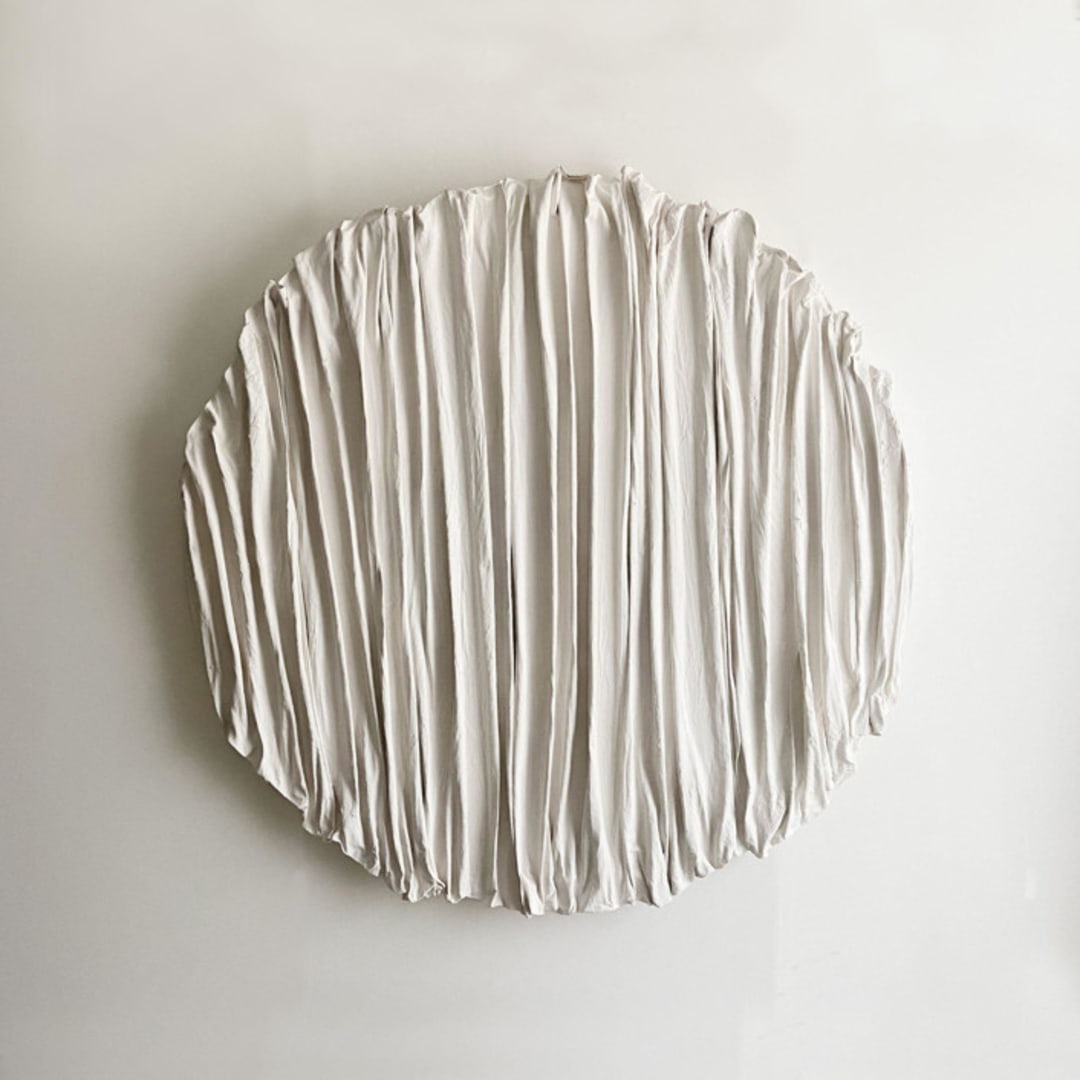 "Linear on Round" - Original Mixed Media in white by Kimberly George