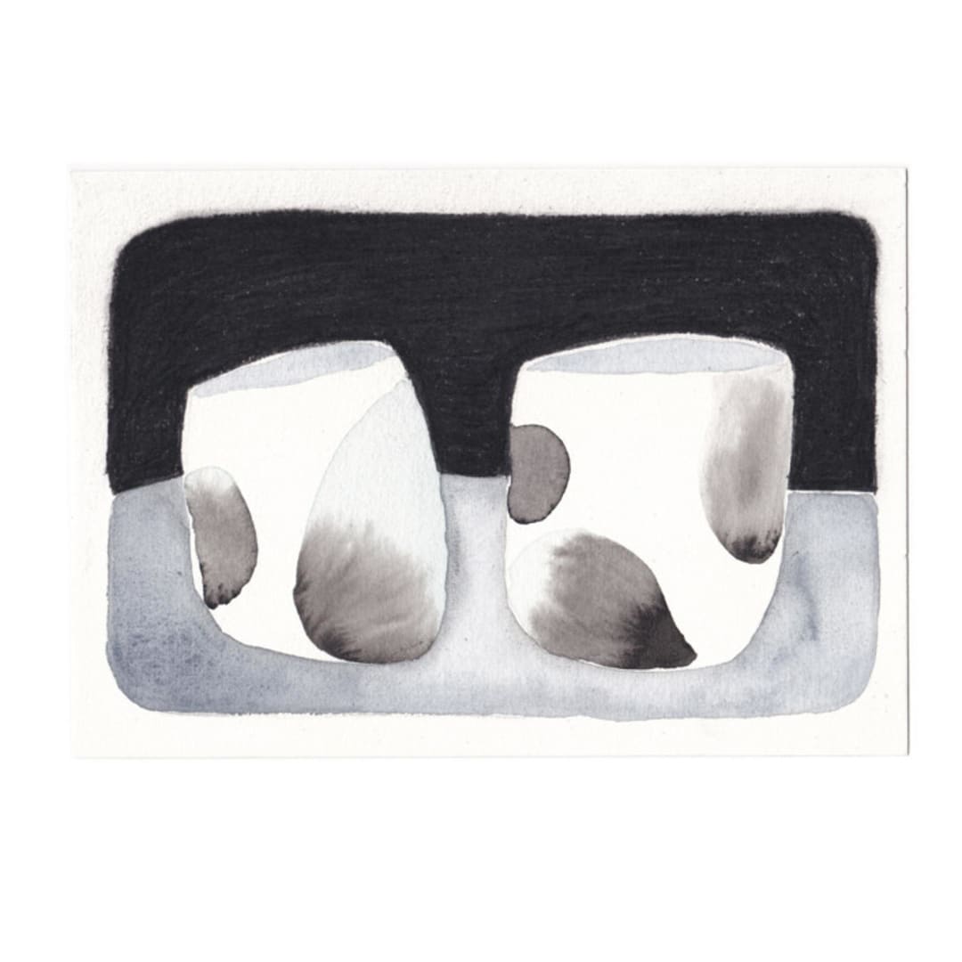 "Vessel Study - Teacups" - Original Mixed Media in black by Danushka Abeygoda