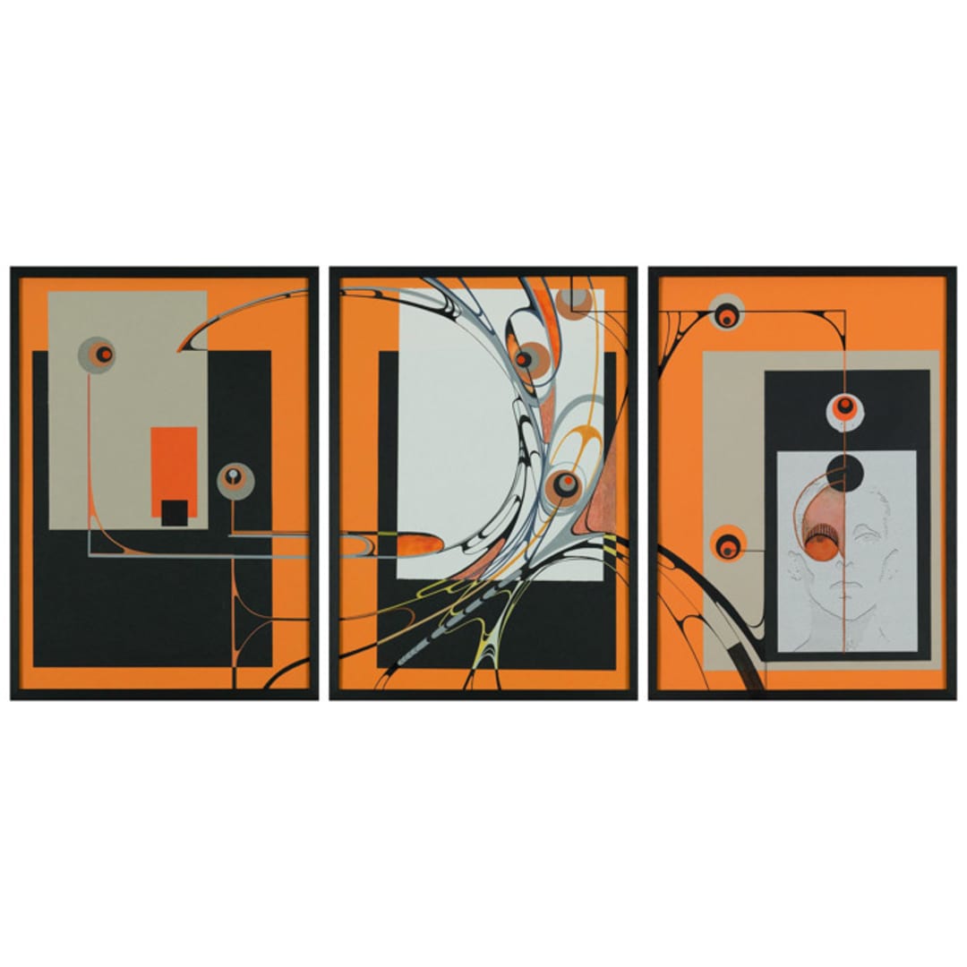 "Visión Monocular" - Original Mixed Media in orange by Nerea Azanza