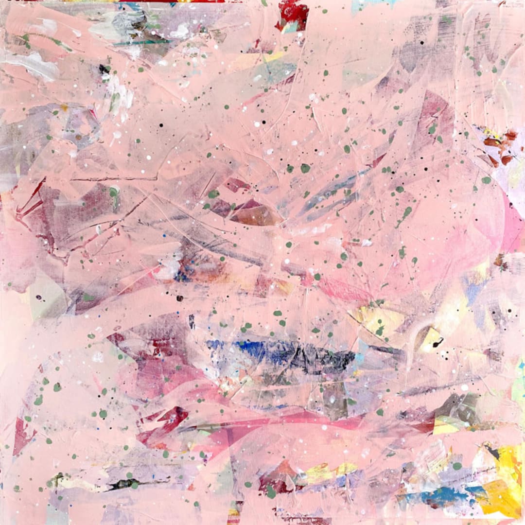 "Peach Prayer" - Original Mixed Media in pink by Jessalin Beutler