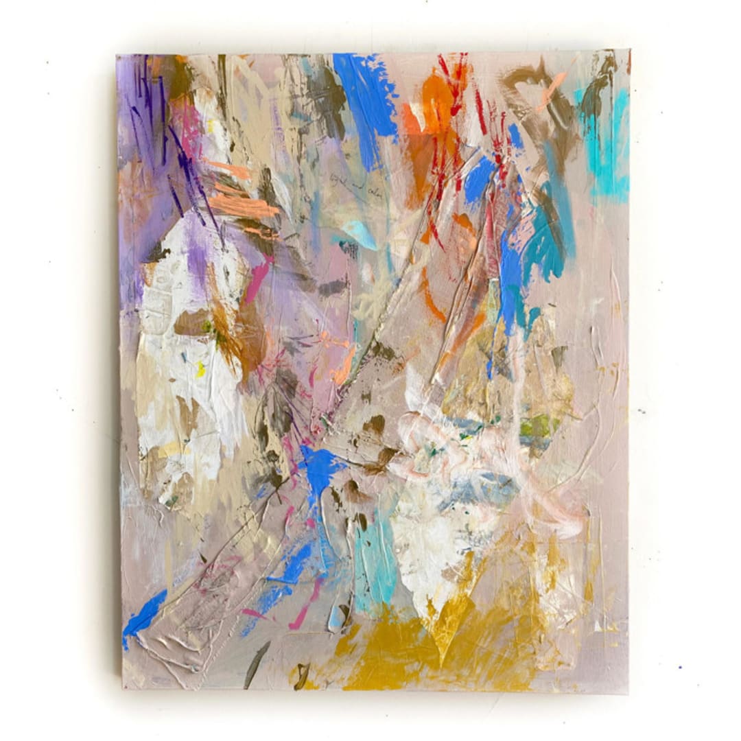 "Not So Light and Calm" - Original Mixed Media in beige by Jessalin Beutler