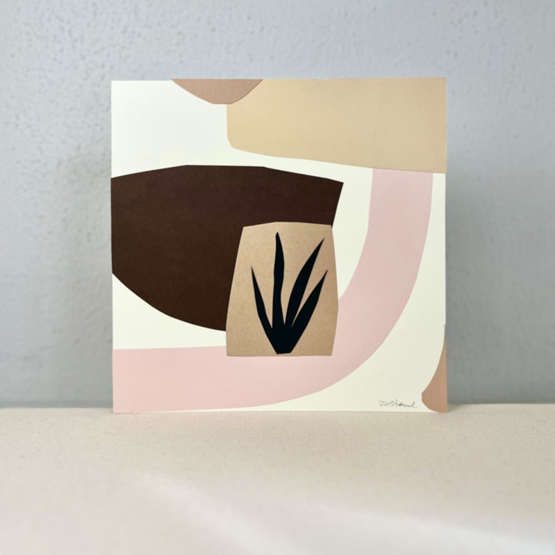 "Tinted Dimensions II" - Original Mixed Media in beige by Renée Stramel