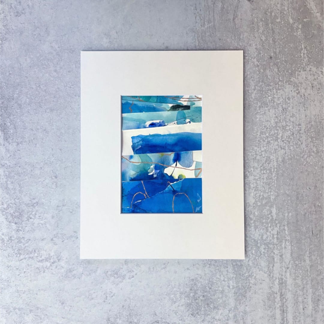 "New Realities no. 02" - Original Mixed Media in blue by Jocelyn Elizabeth