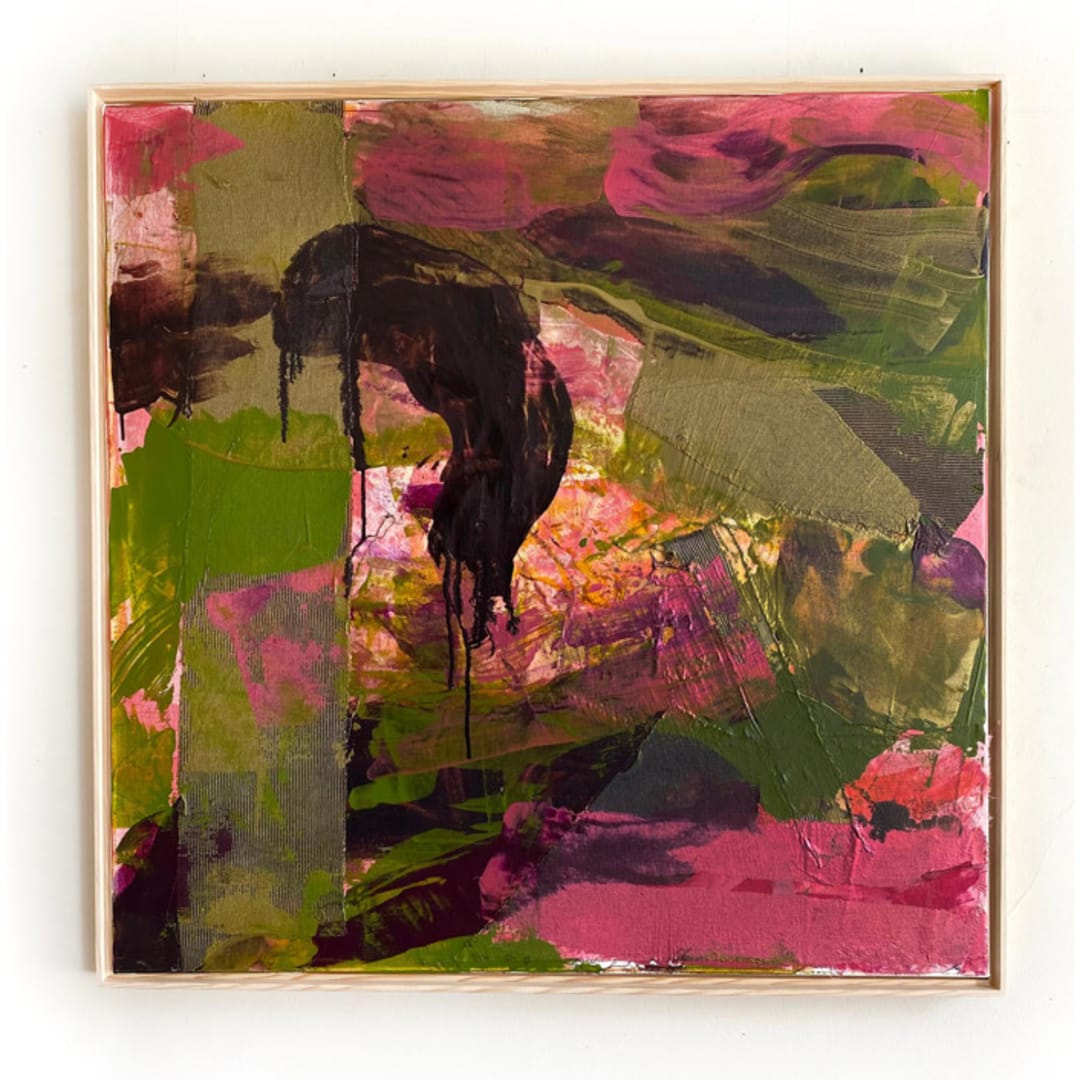 "Fantastic Flurry" - Original Mixed Media in green by Jessalin Beutler