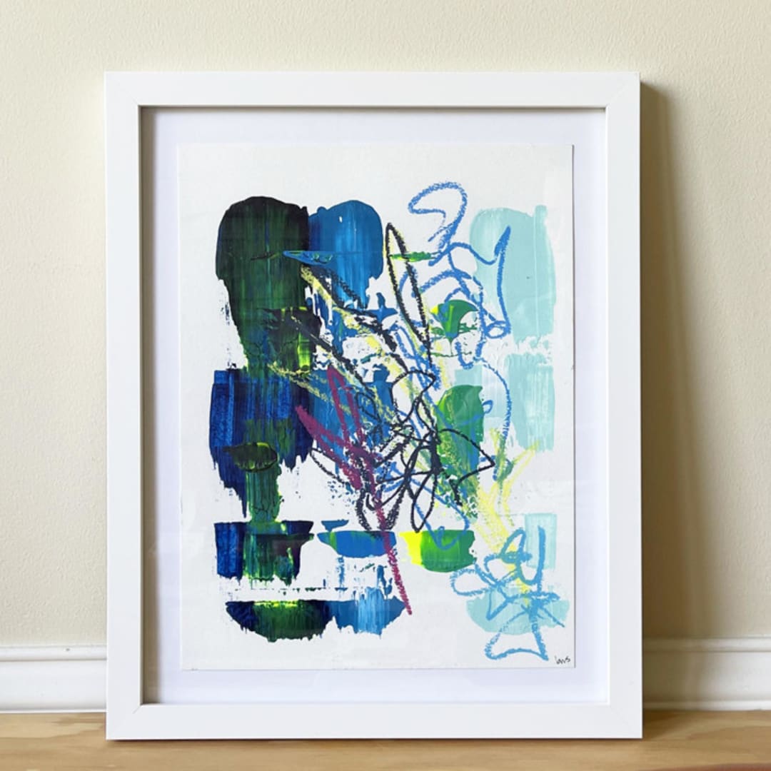 "garden path" - Original Mixed Media in multicolor by bari wieselman schulman