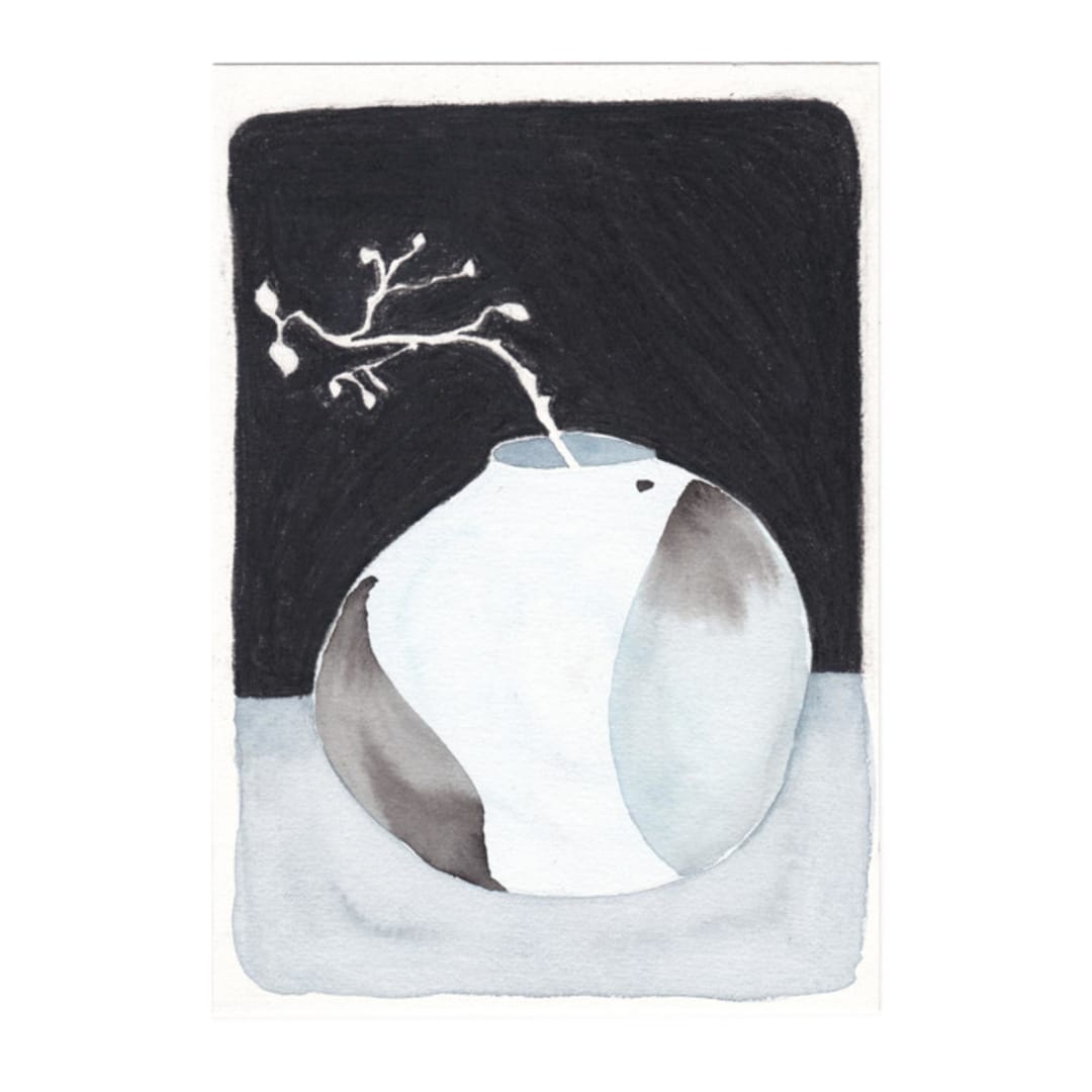 "Vessel Study - Vase" - Original Mixed Media in black by Danushka Abeygoda