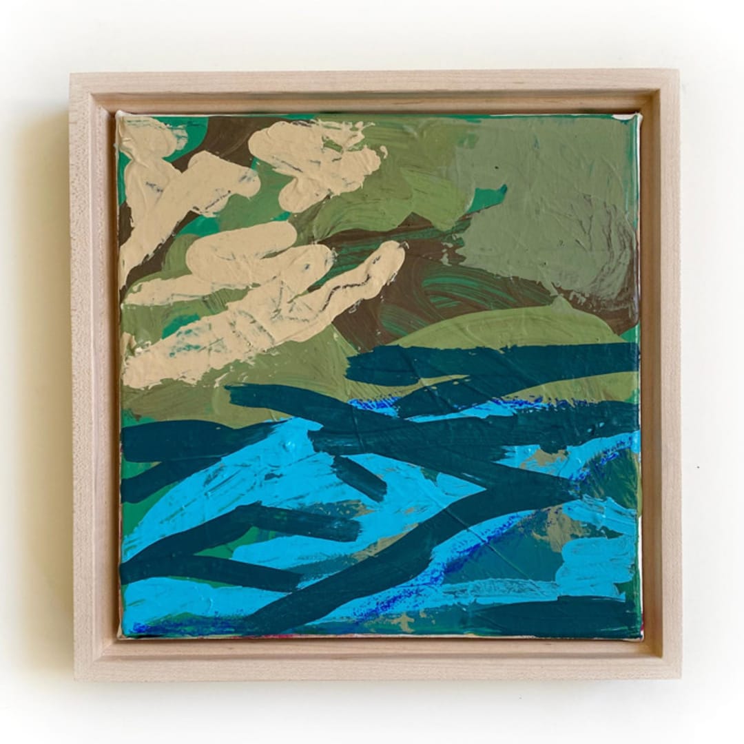 "Land and Sea" - Original Mixed Media in green by Jessalin Beutler