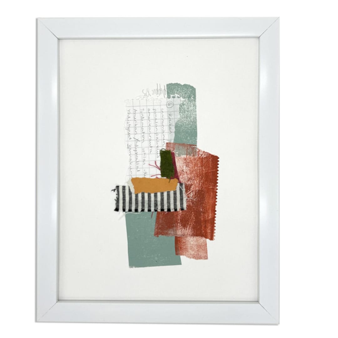 "Textile No 2" - Original Mixed Media in green by Pippin Schupbach