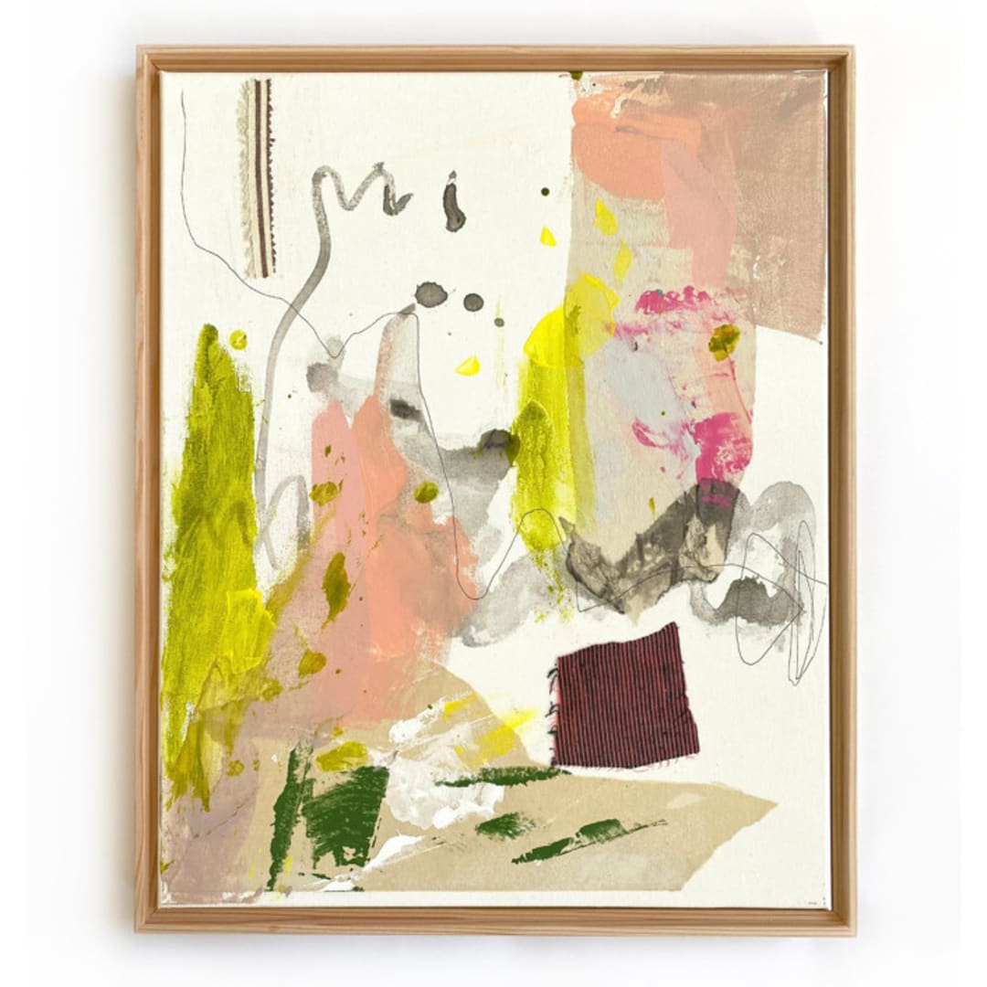 "Reeds In The Wind" - Original Mixed Media in beige by Jessalin Beutler