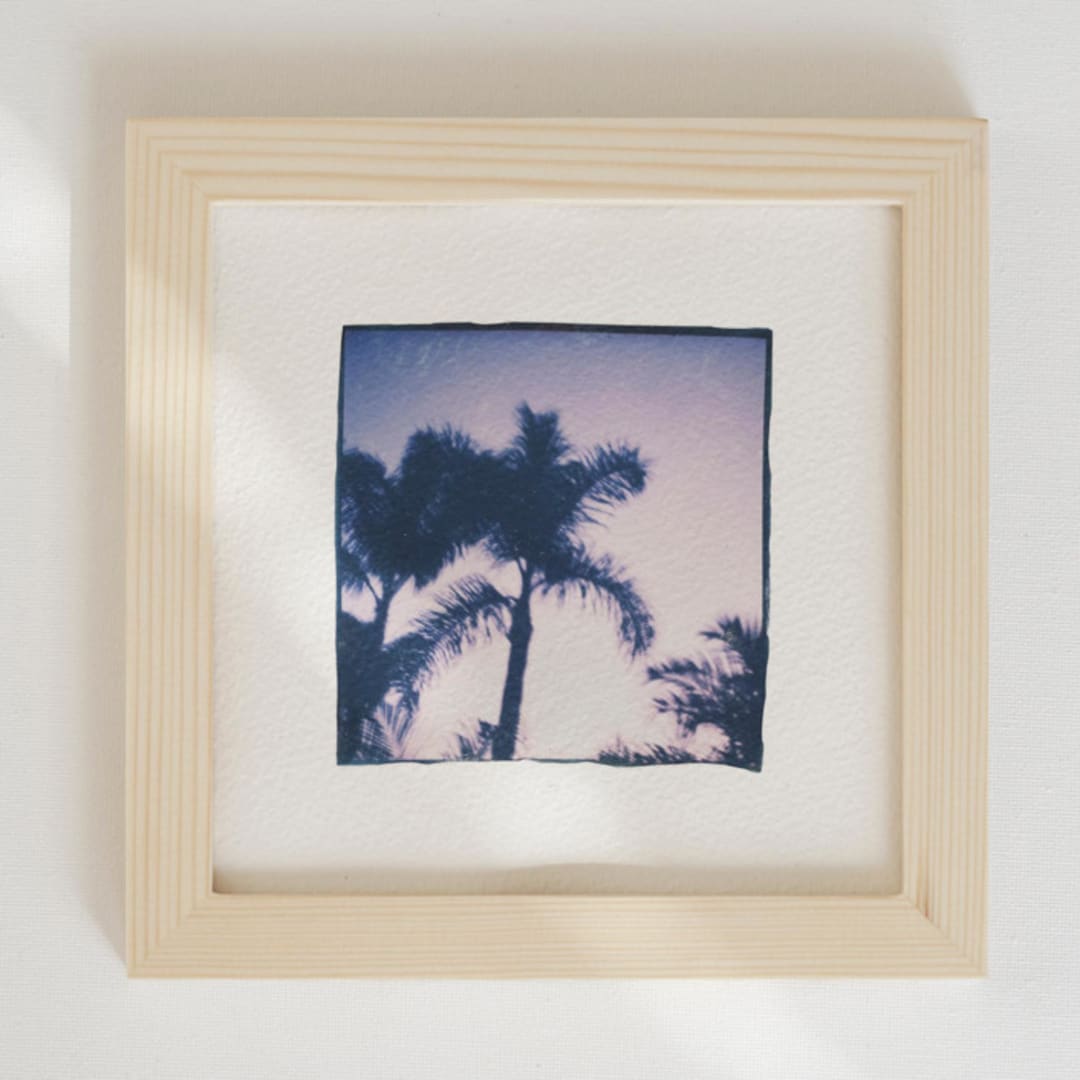 "Twilight Palms" - Original Mixed Media in blue by Kamala Nahas