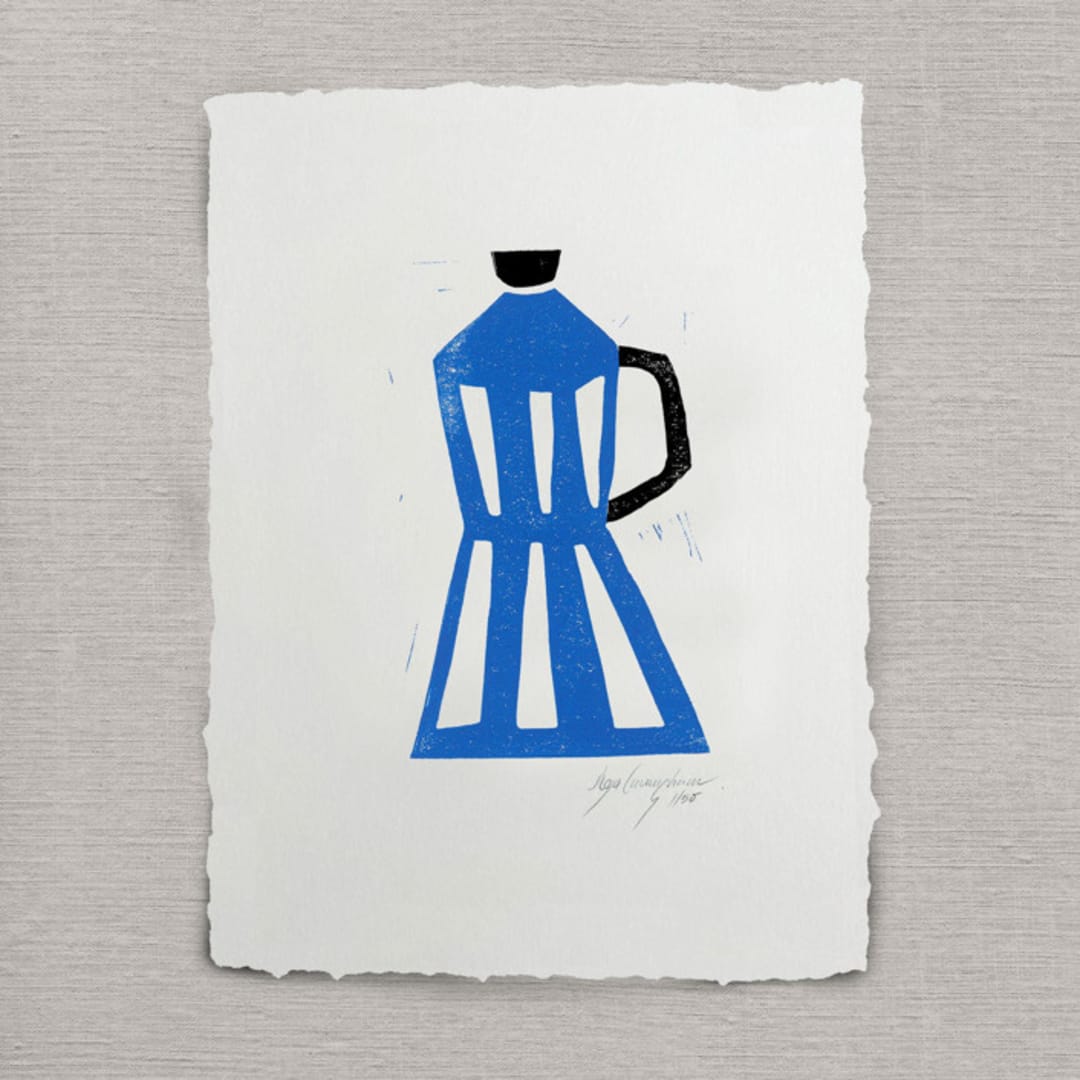 "Italia" - Original Mixed Media in blue by Maja Cunningham