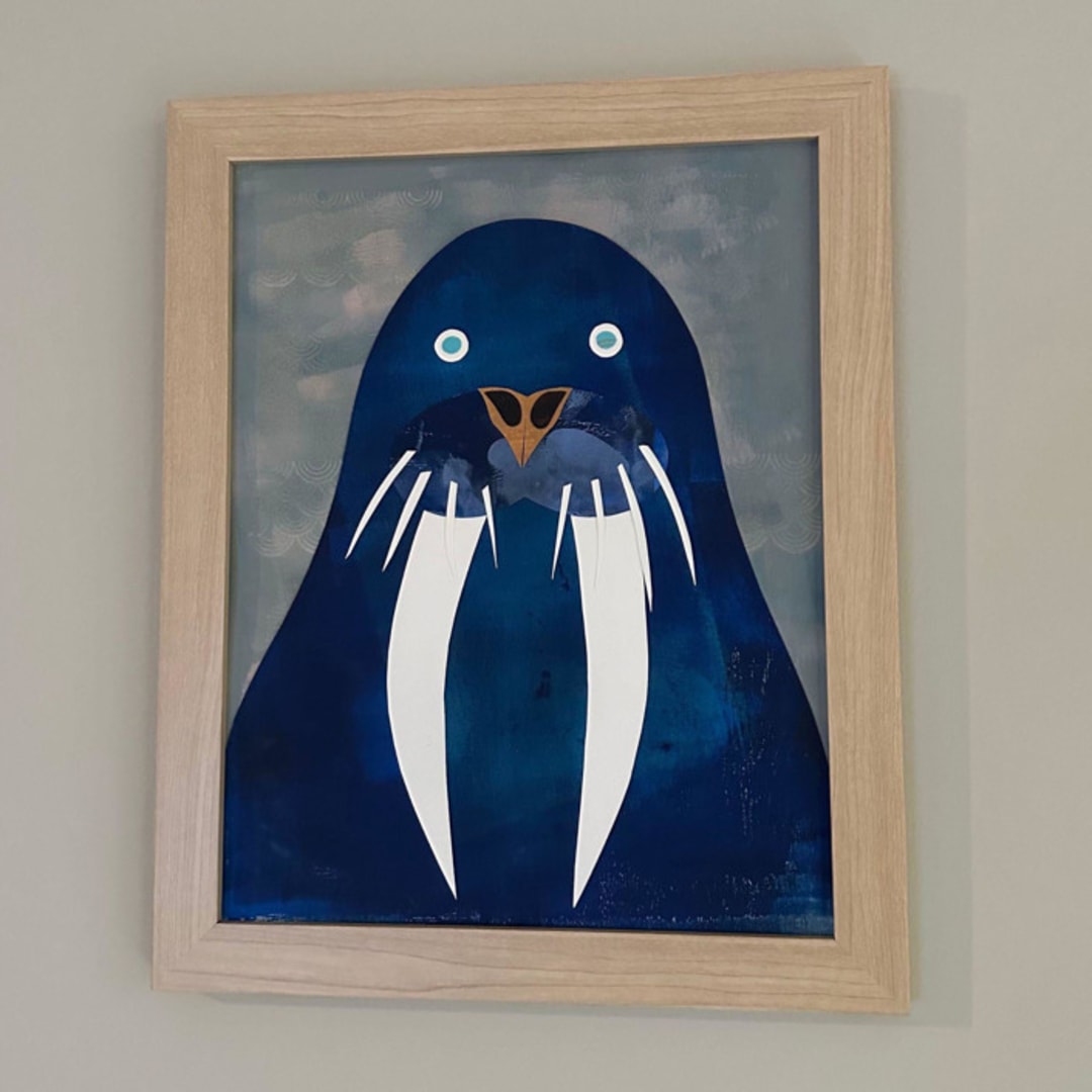 "Walrus Whisper" - Original Mixed Media in blue by Summer Tali Hilty