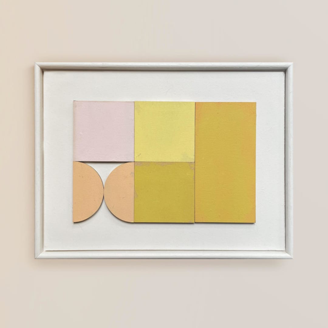 "Playfield No.13" - Original Mixed Media in yellow by Francesca Iannaccone