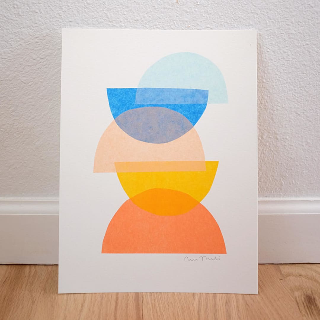 "candy moons" - Original Mixed Media in multicolor by Carrie Moradi