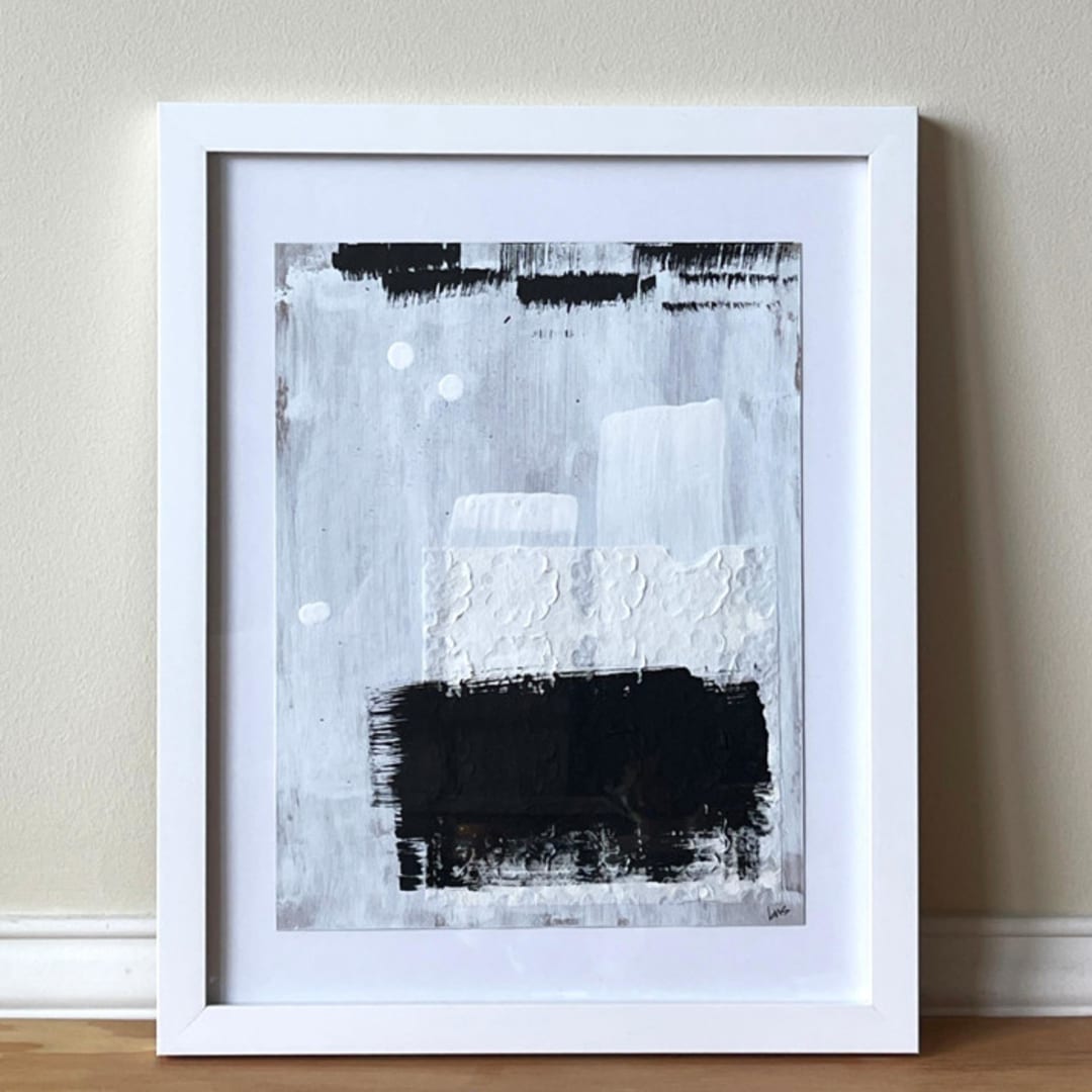 "gloaming" - Original Mixed Media in white by bari wieselman schulman