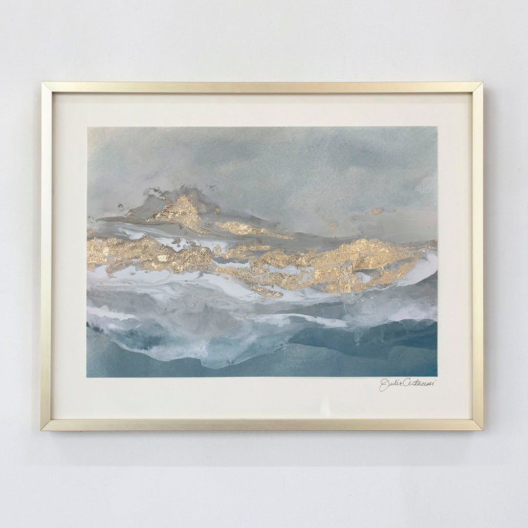 "Coastal Sage No. 1 - Embellished Print" - Original Mixed Media in natural by Julia Contacessi