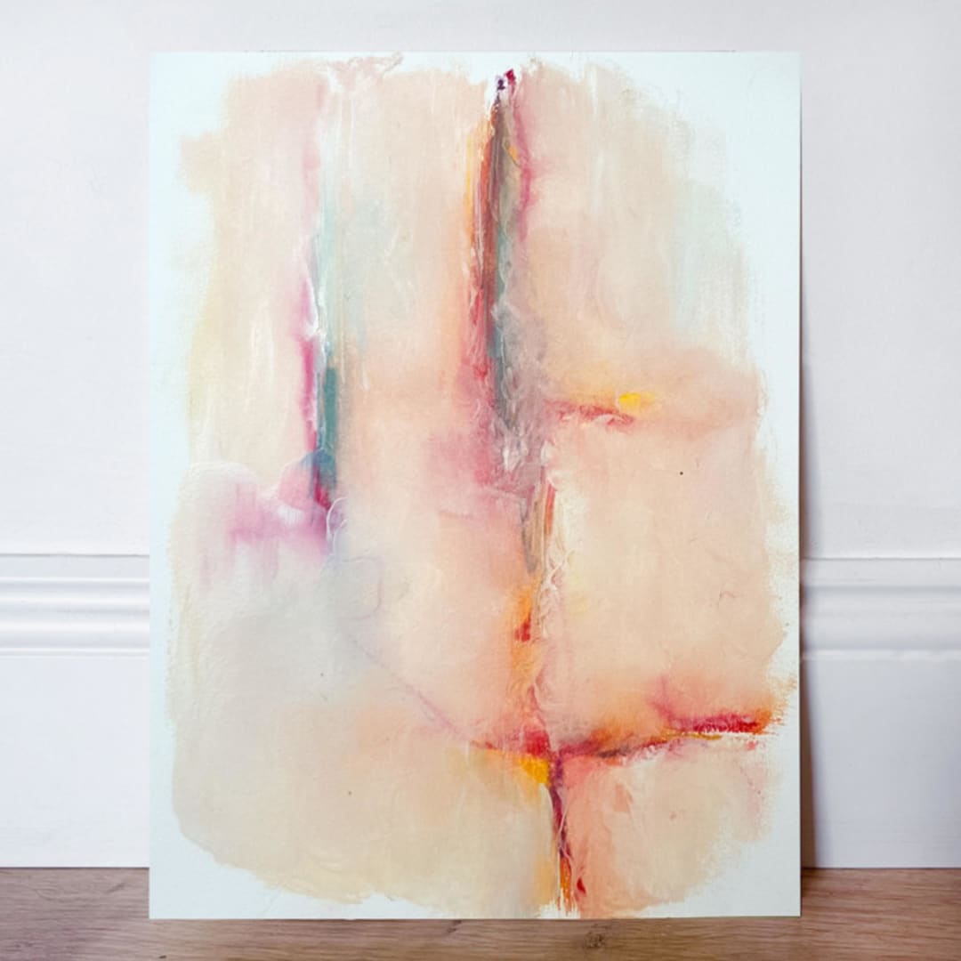 "Veins of Light Mixed media Original" - Original Mixed Media in pink by Lucrecia Caporale