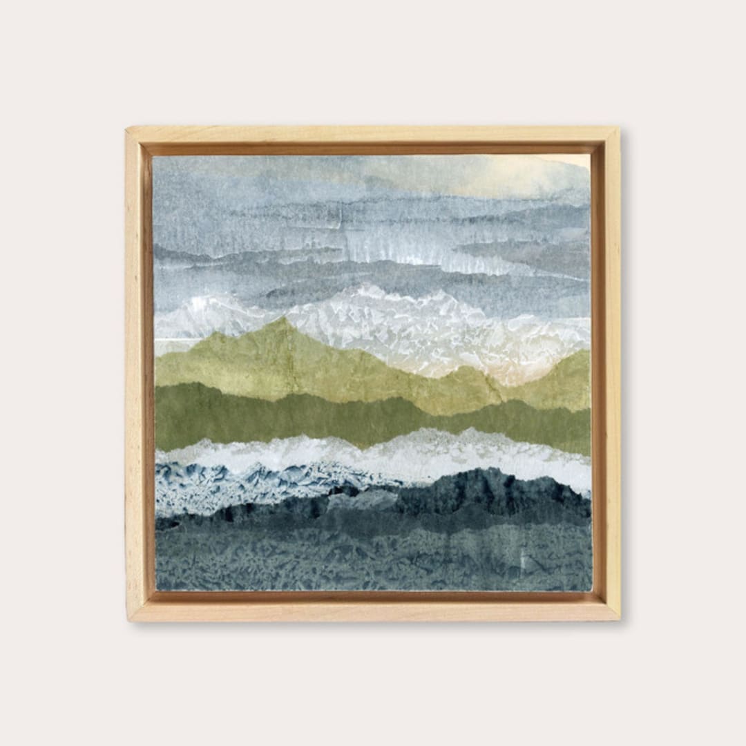 "Billowing Ridges" - Original Mixed Media in blue by Lara Eckerman