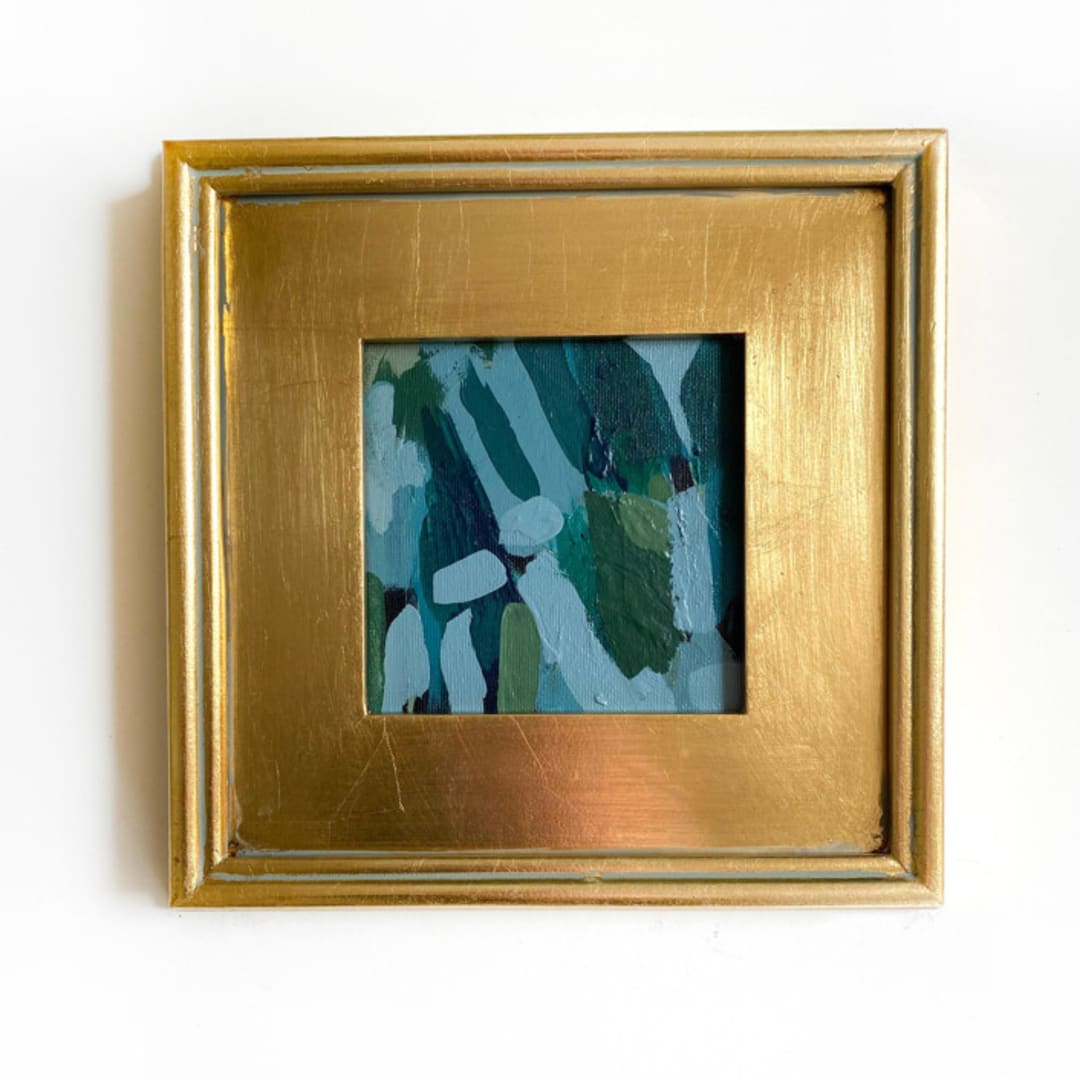 "blue grass" - Original Mixed Media in blue by Jessalin Beutler