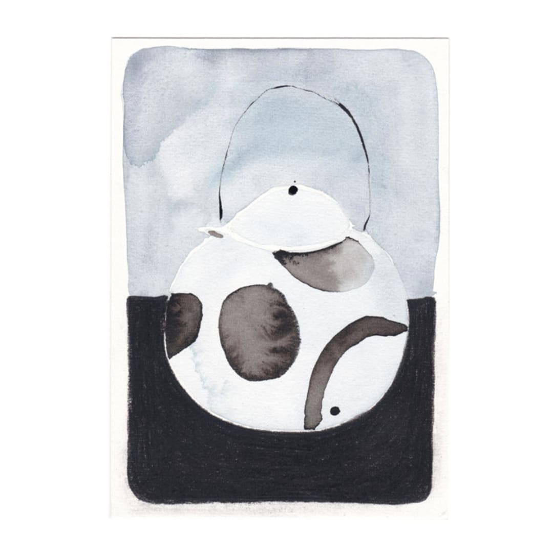 "Vessel Study - Teapot" - Original Mixed Media in black by Danushka Abeygoda