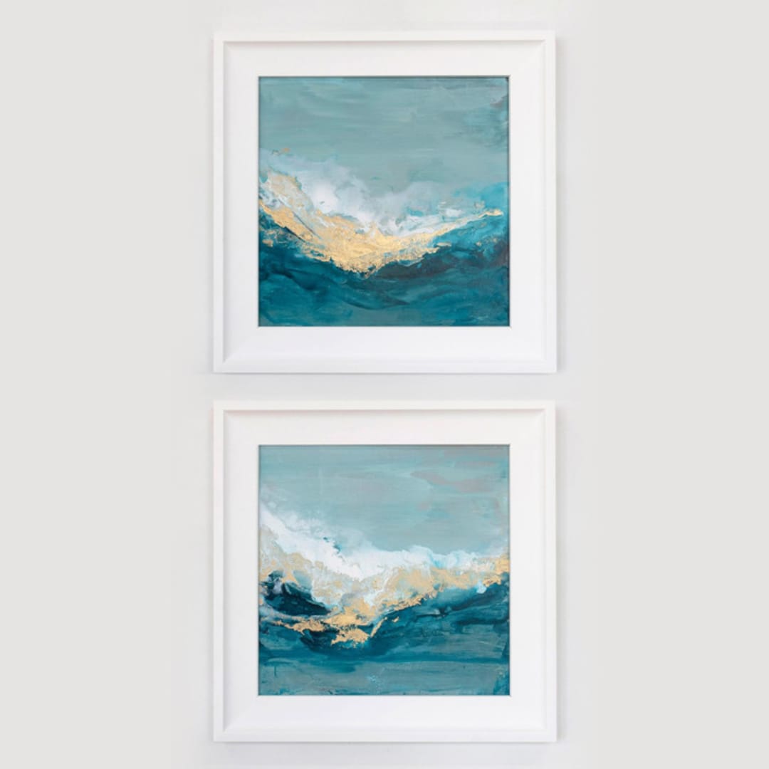 "Sweet Nothings No. 1 and No. 2 - Original Set" - Original Mixed Media in green by Julia Contacessi