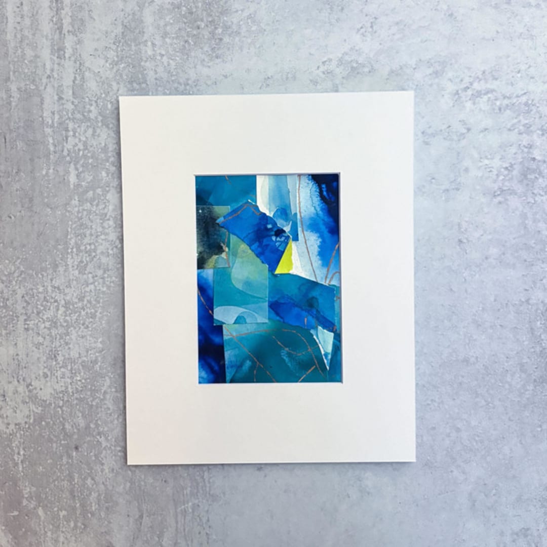 "New Realities no. 05" - Original Mixed Media in blue by Jocelyn Elizabeth