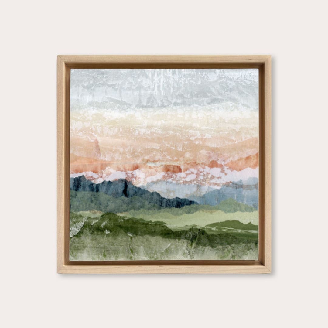 "Afterglow Valley 1" - Original Mixed Media in pink by Lara Eckerman