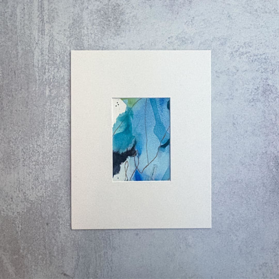 "Threads of Possibility no. 05" - Original Mixed Media in blue by Jocelyn Elizabeth