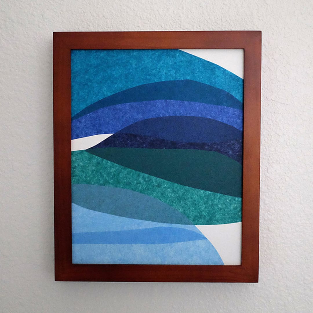"sea waves" - Original Mixed Media in blue by Carrie Moradi