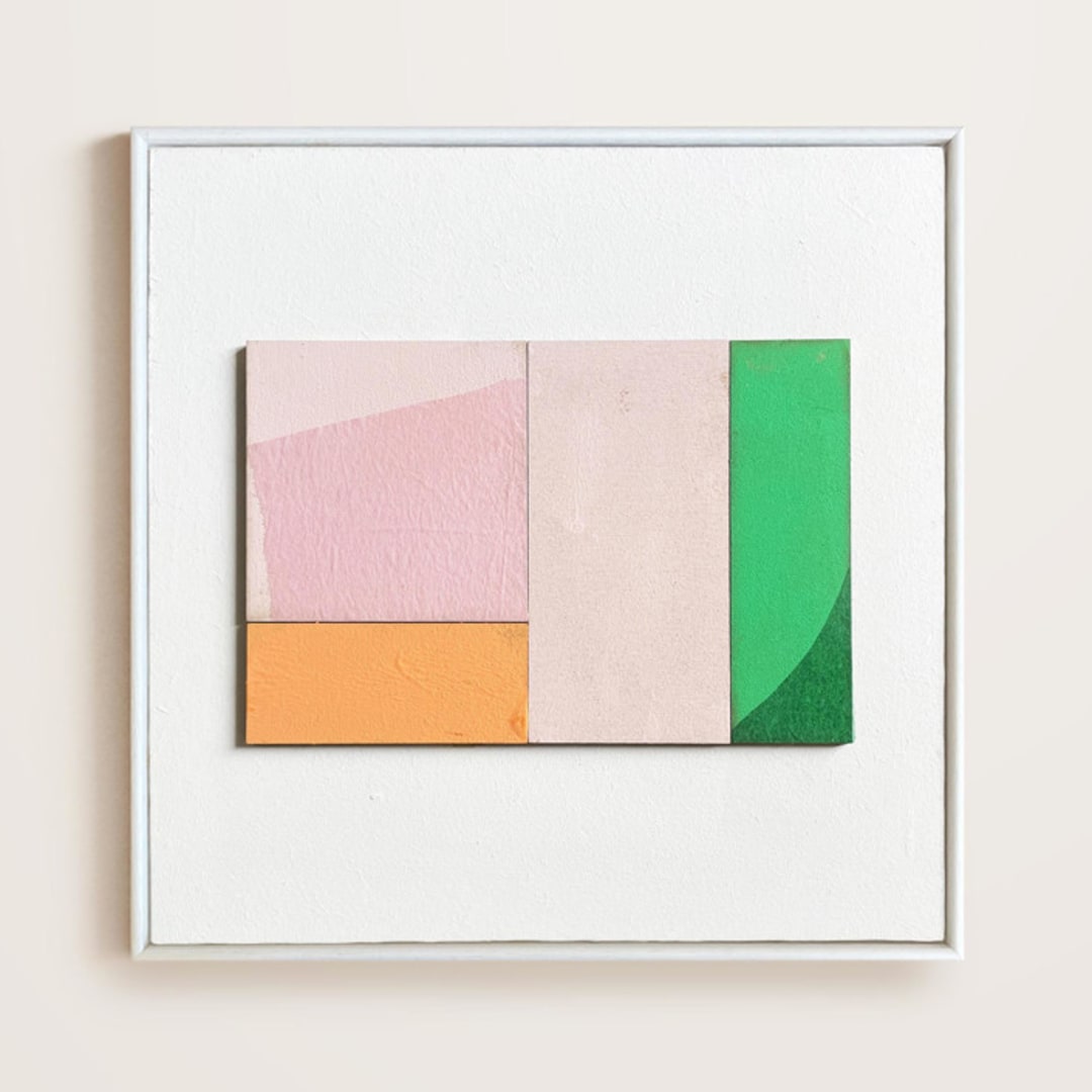 "Playfield No.6" - Original Mixed Media in pink by Francesca Iannaccone