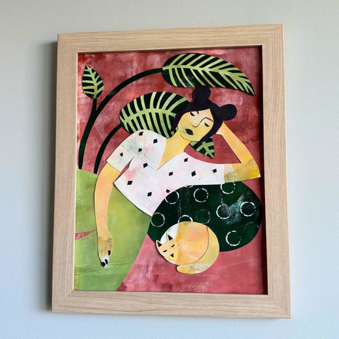 "Happy Place" - Original Mixed Media in orange by Summer Tali Hilty