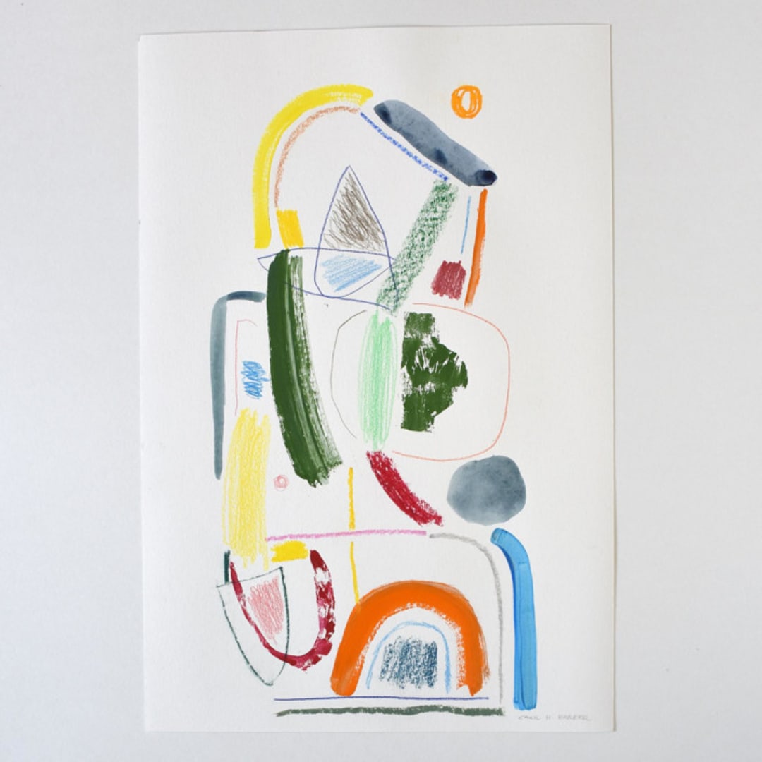 "Playhouse" - Original Mixed Media in multicolor by Carol Barber