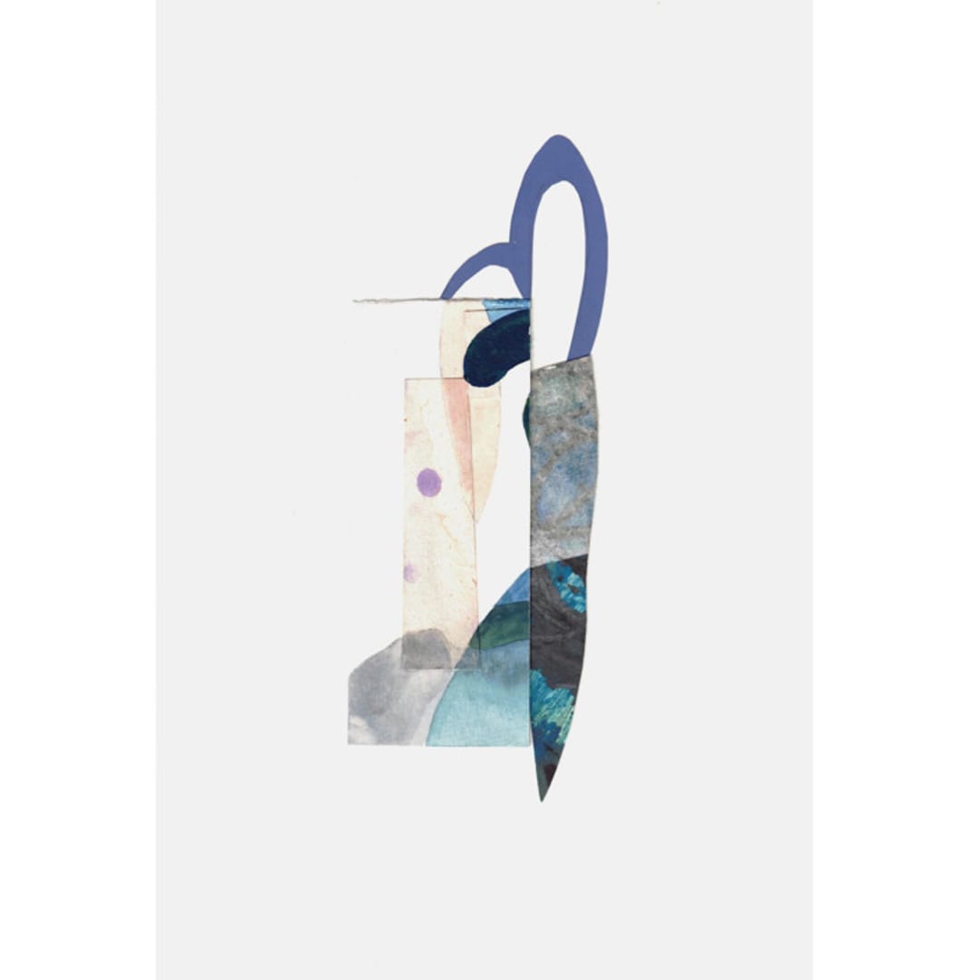 "Less Than Five 3" - Original Mixed Media in blue by Erin McCluskey Wheeler
