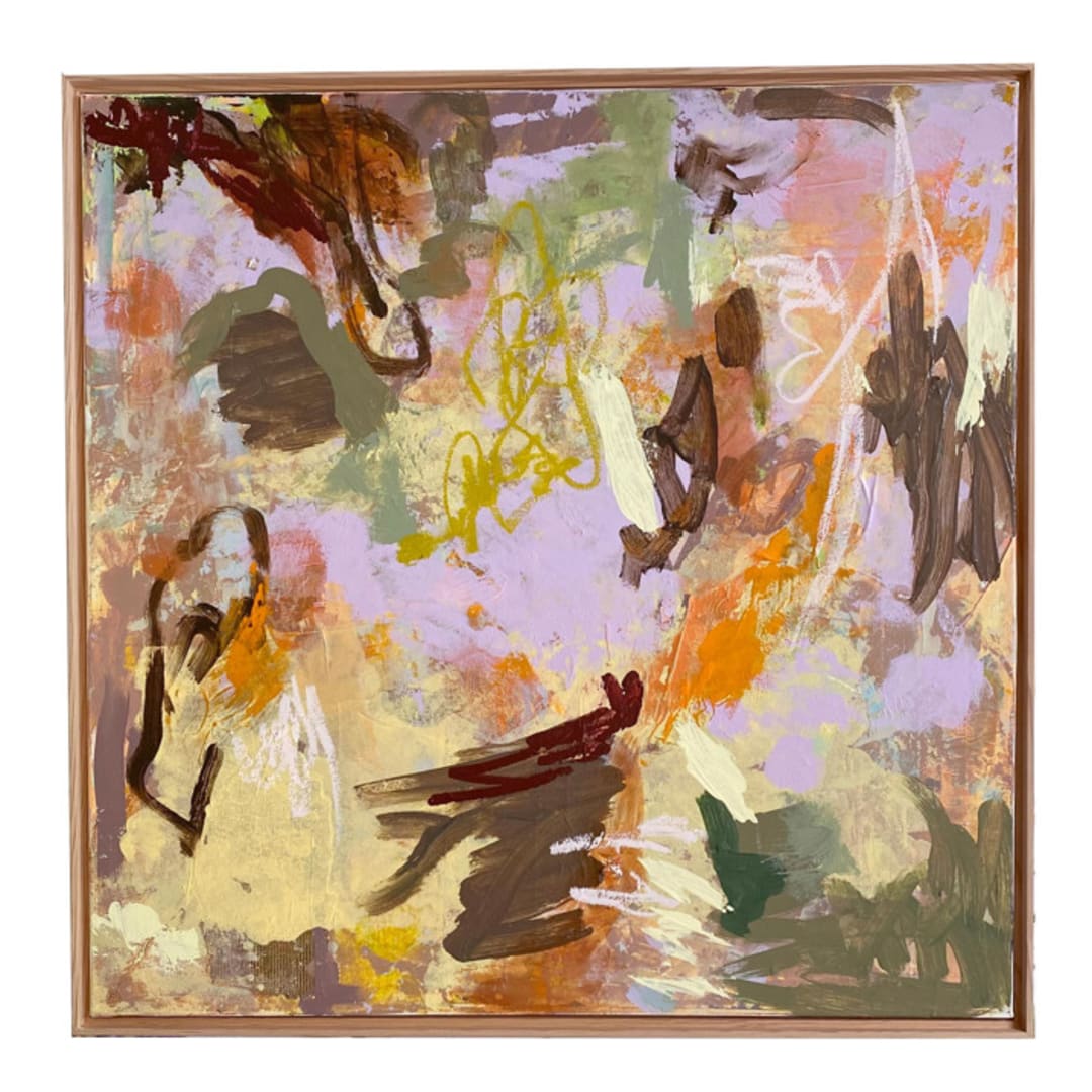 "May Flowers" - Original Mixed Media in brown by Jessalin Beutler