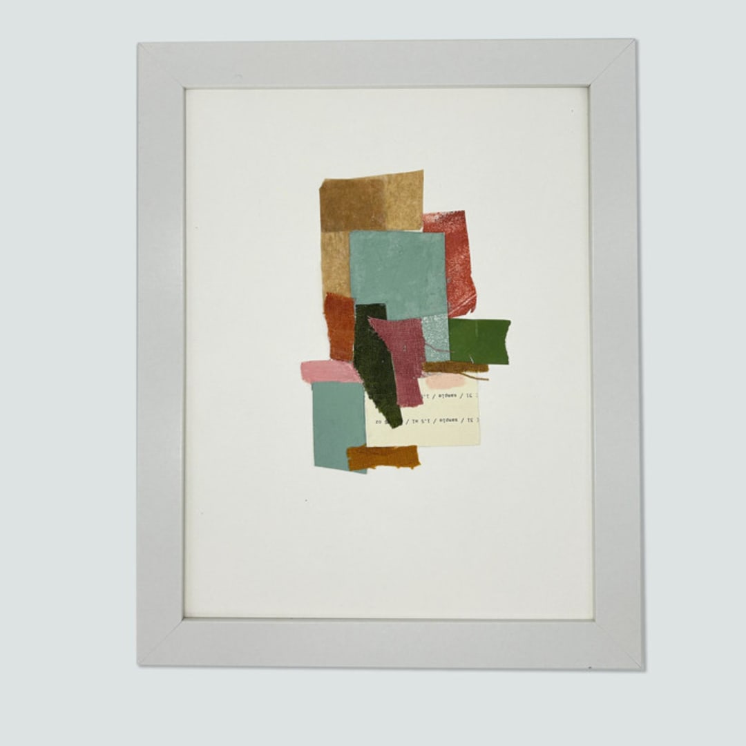 "Collage Textile No 1" - Original Mixed Media in pink by Pippin Schupbach