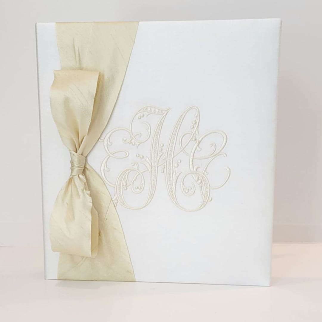 "Wedding Memory Book — Ivory Silk w/Silk Ribbon" - Wedding Albums and Scrapbooks in white by Annie May