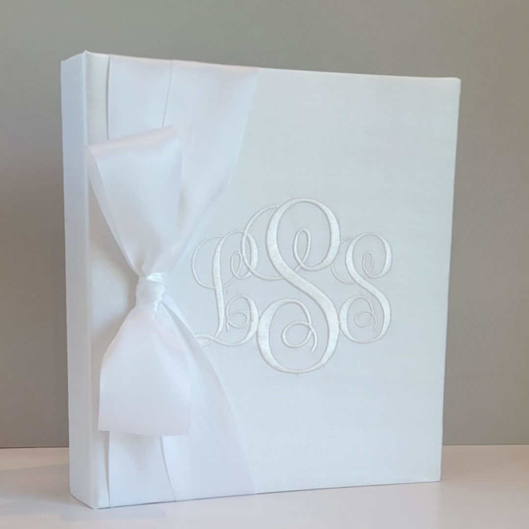"Wedding Memory Book — White Silk w/Satin Ribbon" - Wedding Albums and Scrapbooks in white by Annie May