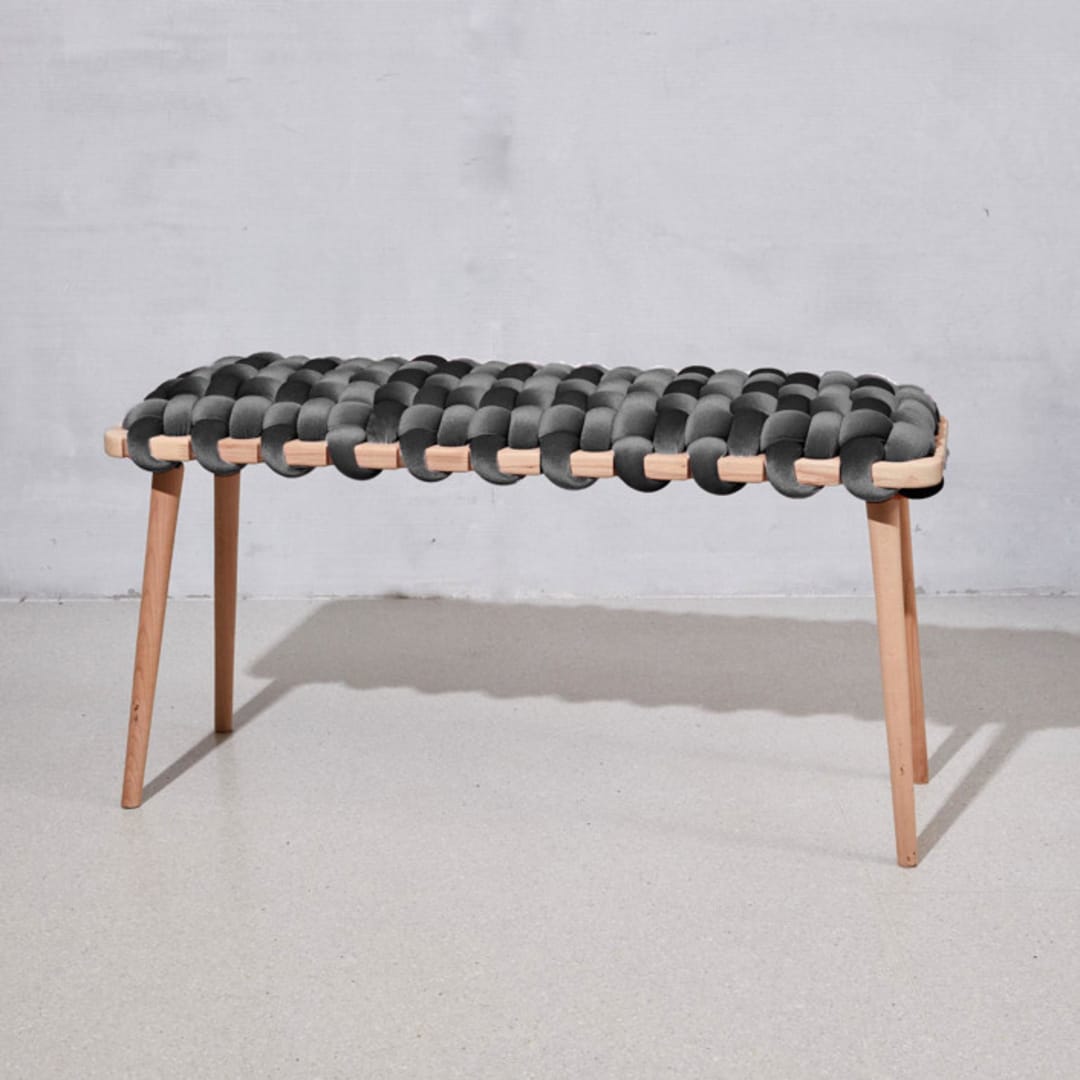 "Gray Velvet Woven Bench 94 CM" - Bar Carts in gray by Knots Studio