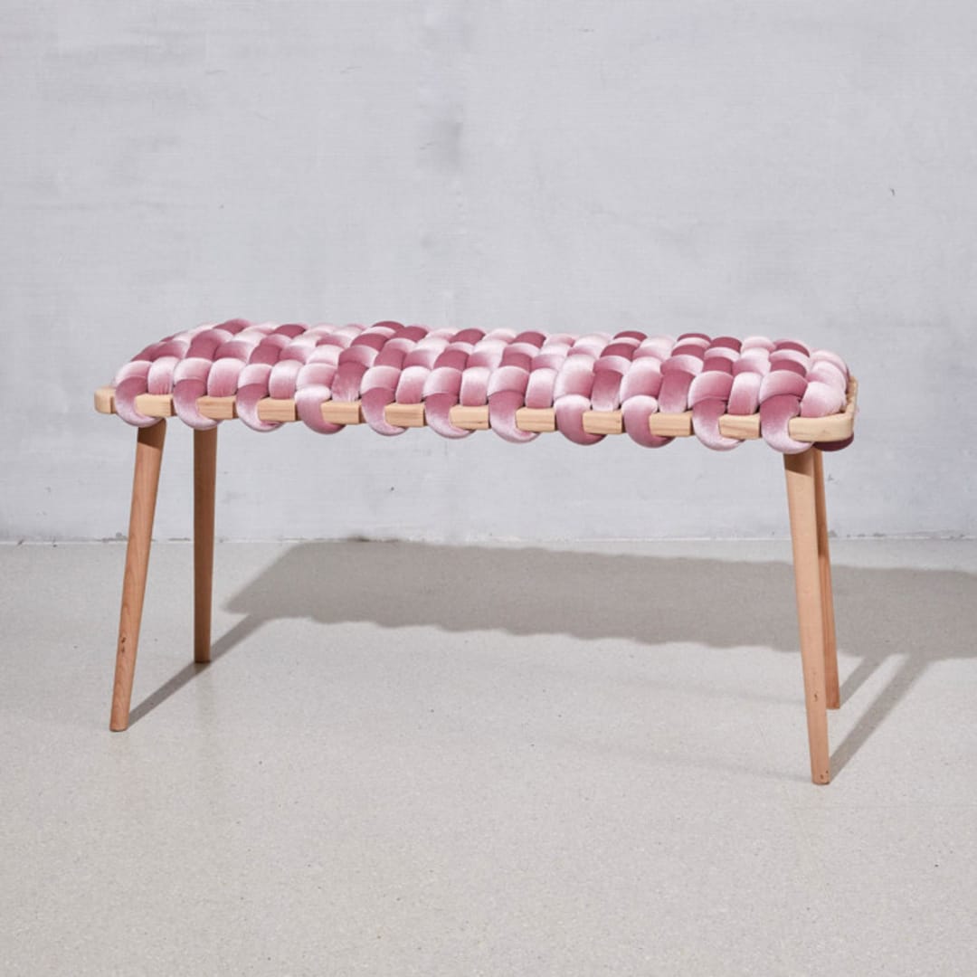 "Mauve Velvet Woven Bench 94 CM" - Bar Carts in pink by Knots Studio