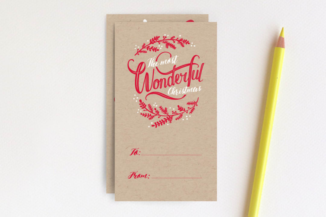 "Wonderful Christmas" - Stationery in Festive red by Sharon O. - Front