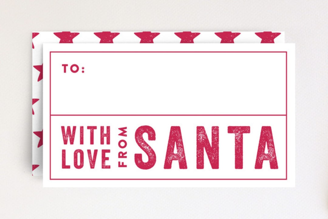 "From Santa" - Stationery in Berry by Alaina Cherup - Front
