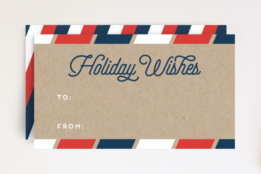 "Candy Cane Stripes" - Stationery in navy by Shirley Lin Schneider - Front
