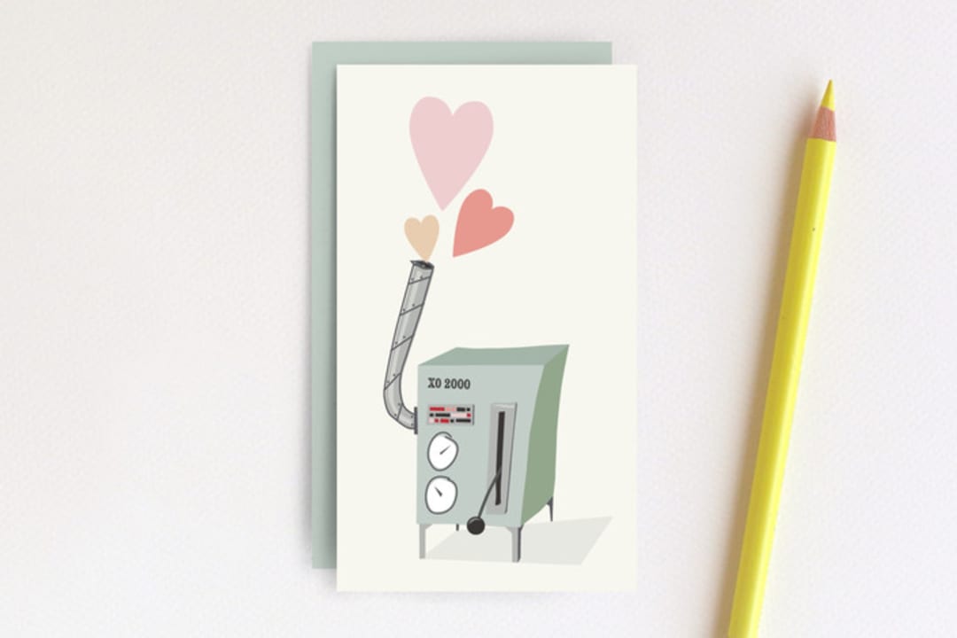 "Love Machine Valentine" - Stationery in Industrial by Stacey Hill - Front