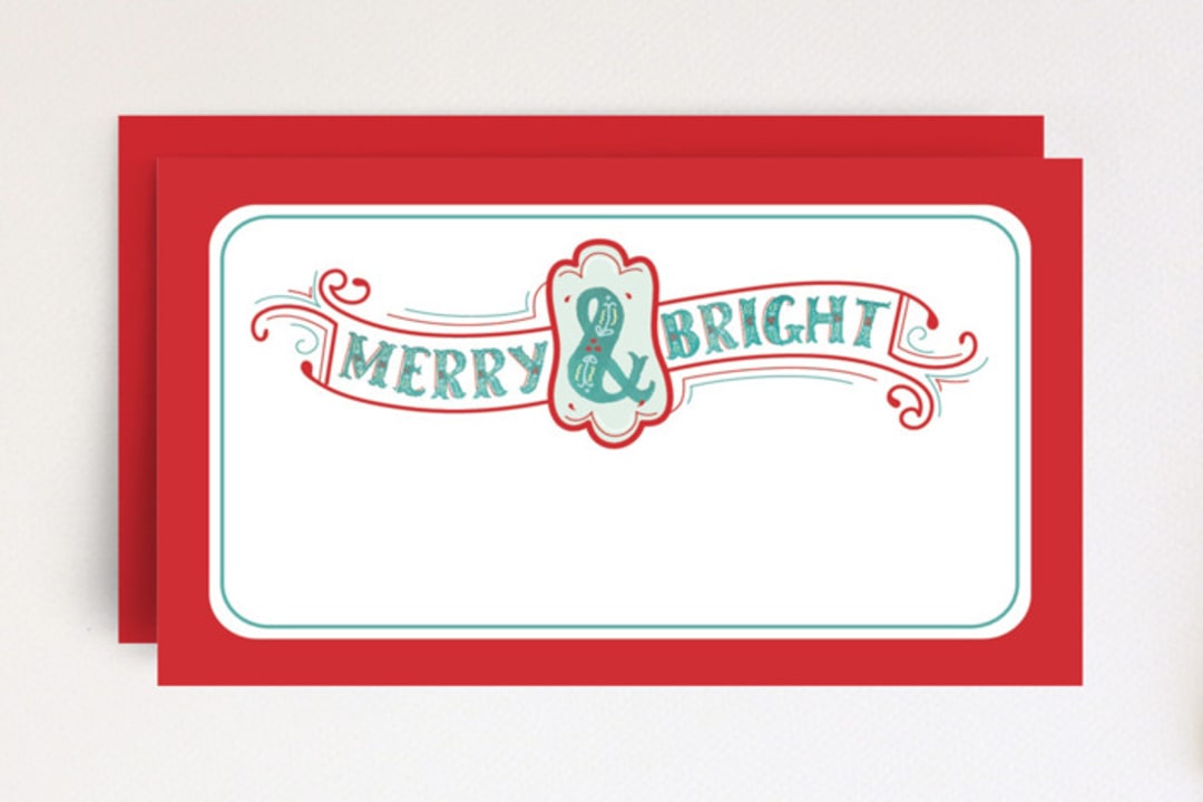 "Merry Bright Lettering" - Stationery in Vermillon by Jen Boehler - Front