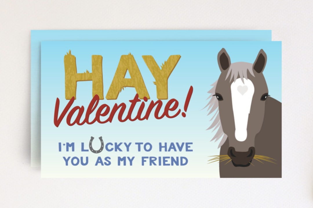 "Hay for Valentine" - Stationery in Sky blue by Johanna Phillips Huuva - Front