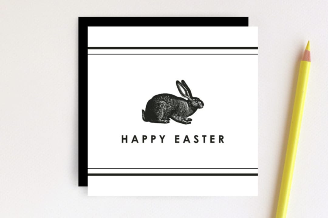 "Vintage Bunny Frame Gift Tag" - Stationery in Onyx by Amber Barkley - Front